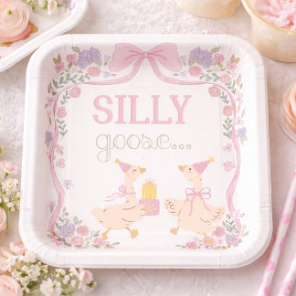 One Silly Goose, Goose Party, First Birthday  Paper Plate