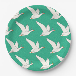 One Silly Goose Green Birthday Party Paper Plate