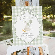 One Silly Goose Green Bow First Birthday Welcome