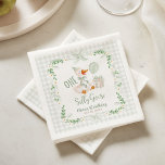 One Silly Goose Green Bow Floral 1st Birthday Napkin<br><div class="desc">Get ready to celebrate your little one’s first birthday with the One Silly Goose 1st Birthday Suite! This charming suite features an adorable goose wearing a cute pistachio green bow, surrounded by sweet daisy flowers and cheerful greenery. All this cuteness comes together against a fun pink-checkered watercolor backdrop, making it...</div>