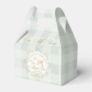 One Silly Goose Green Gingham 1st Birthday Favour Box