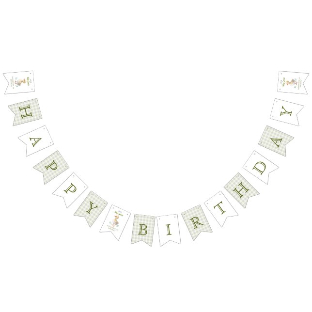 One Silly Goose Green Gingham Baby First Birthday Bunting (All)