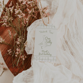 One Silly Goose Green Hand Drawn 1st Birthday  Gift Tags