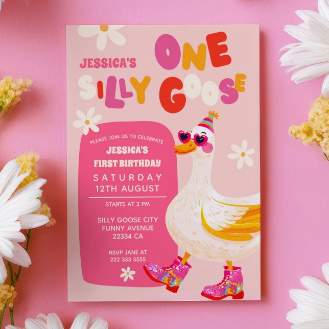 One Silly Goose Groovy Summer Kids 1st Birthday  Invitation (Creator Uploaded)