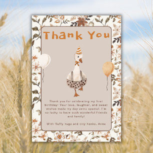 One Silly Goose Neutral 1st Birthday Party Thank You Card