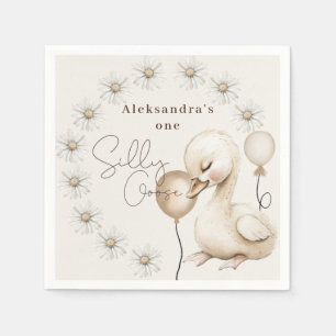 One Silly Goose Neutral Boho Baby 1st Birthday  Napkin