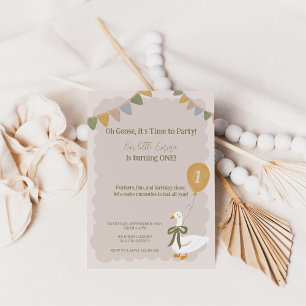 One Silly Goose Pastel Birthday Invitation