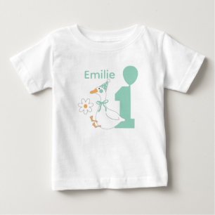 One silly Goose Personalize name First birthday Baby T-Shirt
