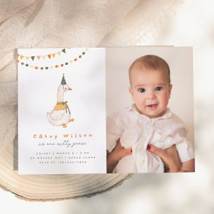 One Silly Goose Photo Birthday Party Invitation