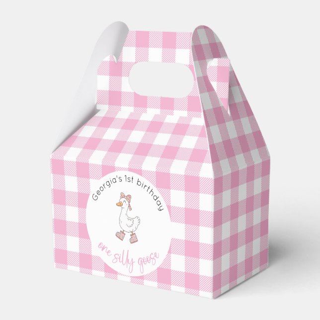One Silly Goose Pink 1st Birthday Favour Box (Front Side)