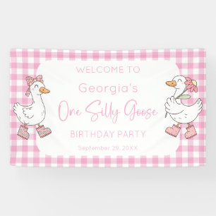 One Silly Goose Pink 1st Birthday Welcome Banner