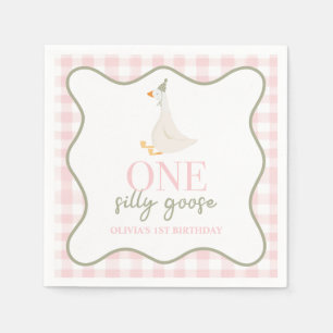 One Silly Goose pink and green Napkin