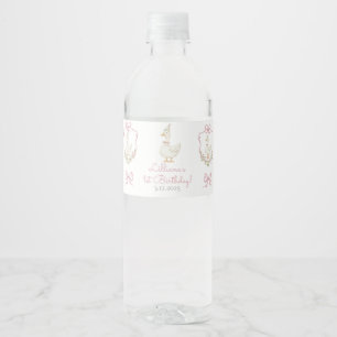 One Silly Goose Pink  Birthday Water Bottle Label
