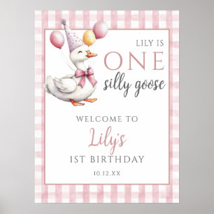 One Silly Goose Pink Birthday Welcome Sign