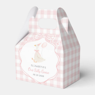 One Silly Goose Pink Bow First Birthday Favour Box