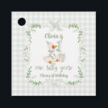 One Silly Goose Pink Bow Floral 1st Birthday Favour Tags<br><div class="desc">Get ready to celebrate your little one’s first birthday with the One Silly Goose 1st Birthday Suite! This charming suite features an adorable goose wearing a cute pistachio green bow, surrounded by sweet daisy flowers and cheerful greenery. All this cuteness comes together against a fun pink-checkered watercolor backdrop, making it...</div>