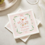 One Silly Goose Pink Bow Floral 1st Birthday Napkin<br><div class="desc">Get ready to celebrate your little one’s first birthday with the One Silly Goose 1st Birthday Suite! This charming suite features an adorable goose wearing a cute pink bow, surrounded by sweet daisy flowers and cheerful greenery. All this cuteness comes together against a fun pink-checkered watercolor backdrop, making it perfect...</div>