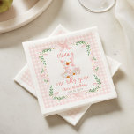 One Silly Goose Pink Bow Floral 1st Birthday Napkin<br><div class="desc">Get ready to celebrate your little one’s first birthday with the One Silly Goose 1st Birthday Suite! This charming suite features an adorable goose wearing a cute pink bow, surrounded by sweet daisy flowers and cheerful greenery. All this cuteness comes together against a fun pink-checkered watercolor backdrop, making it perfect...</div>