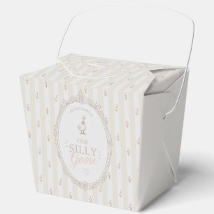 One silly goose pink bow girl 1st birthday favour box