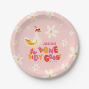 One Silly Goose Pink Festive Kids' Birthday Party Paper Plate