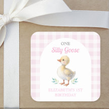 One Silly Goose Pink Gingham Girl First Birthday
