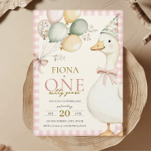 One Silly Goose Pink Gingham Girl's 1st Birthday