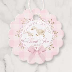 One Silly Goose Pink Gingham Whimsical Thank you Favour Tags