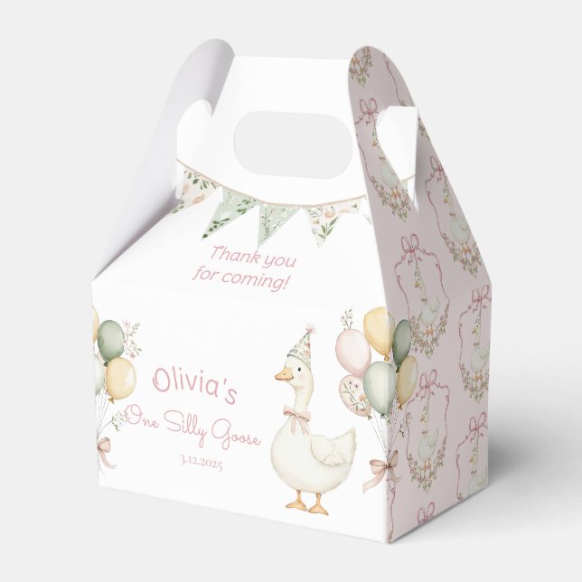 One Silly Goose Pink Girl 1st Birthday Favour Box (Front Side)