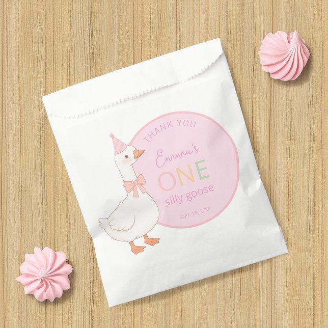 One Silly Goose Pink Girl First Birthday Thank You Favour Bags (Creator Uploaded)