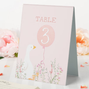 One Silly Goose Pink Girls 1st Birthday Place Card