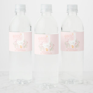 One Silly Goose Pink Girls 1st Birthday Water Bottle Label