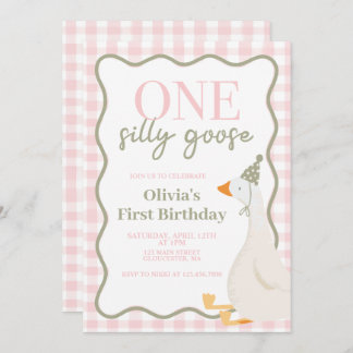One Silly Goose pink Invitation
