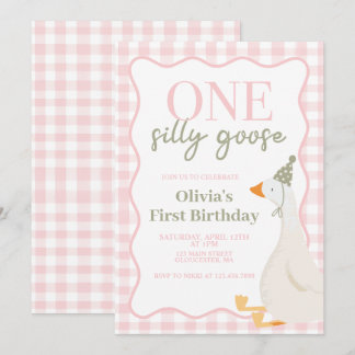 One Silly Goose pink Invitation