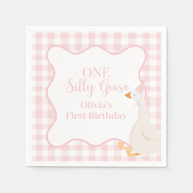 One Silly Goose pink Napkin (Front)