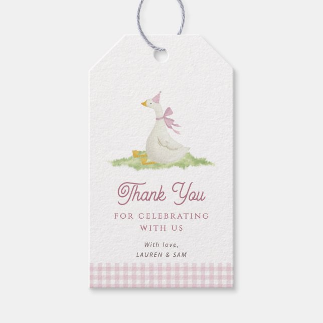 One Silly Goose Pink Thank You Gift Tag  (Front)