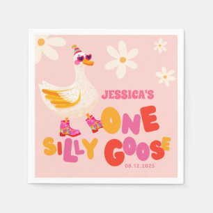 One Silly Goose Retro Pink Kids' Birthday Party  Napkin