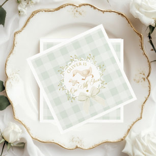 One Silly Goose Sage Gingham Gender neutral Napkin