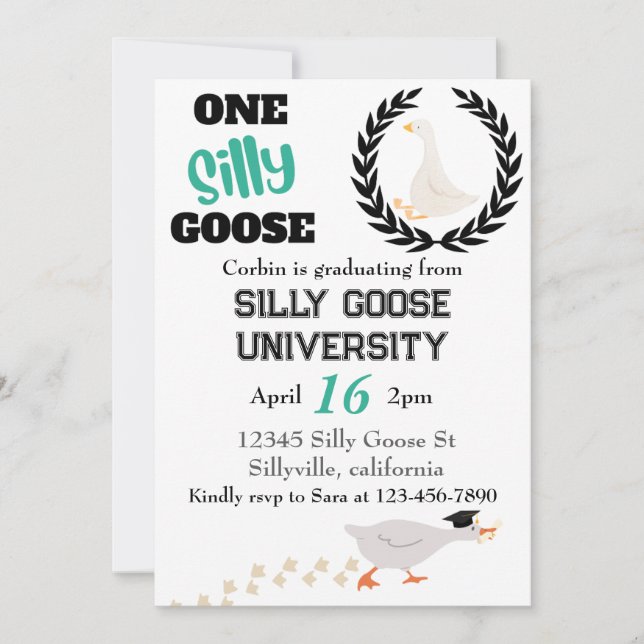 One Silly Goose - Silly Goose Graduation Invites (Front)