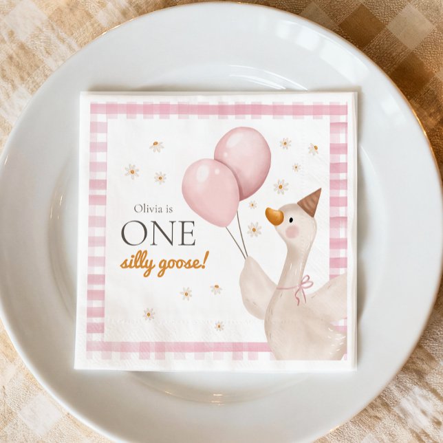 One Silly Goose Spring Party Farm First Birthday Napkin (Creator Uploaded)