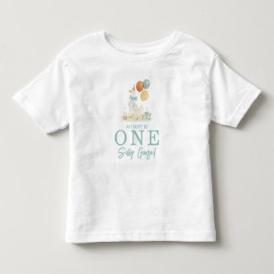 One Silly Goose Teal Blue Boys 1st Birthday Toddler T-Shirt