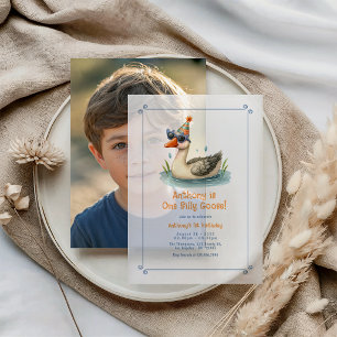 One Silly Goose Translucent First Birthday Party Vellum Invitations