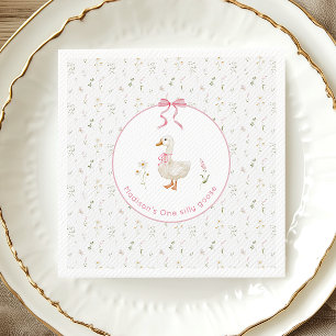 One Silly Goose Vintage Floral 1st Birthday  Napkin