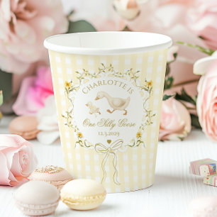 One Silly Goose Whimsical Bow 1st Birthday Paper Cups