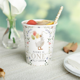 One Silly Goose Wildflower Floral 1st Birthday Paper Cups