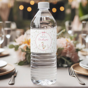 One Silly Goose Wildflower Pink Bow 1st Birthday Water Bottle Label