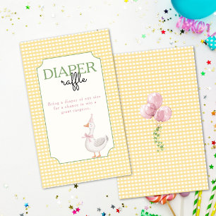 One Silly Goose Yellow Gingham Diaper Raffle  Enclosure Card