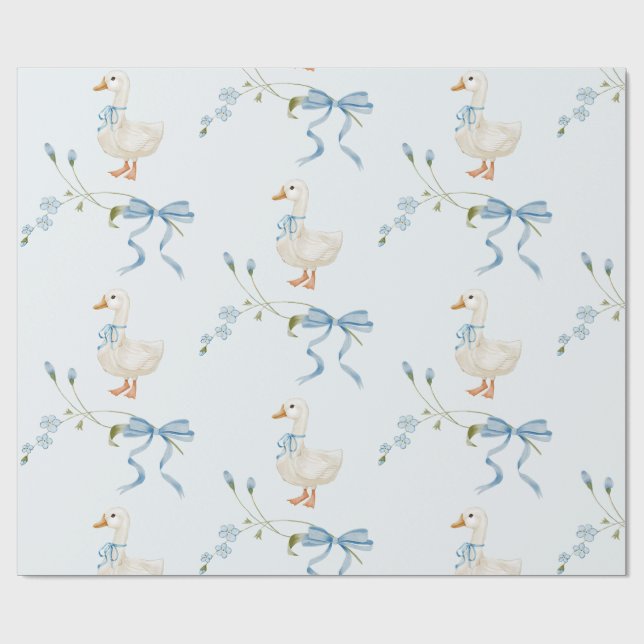 One Silly Little Goose Birthday Watercolor  Wrapping Paper (Flat)