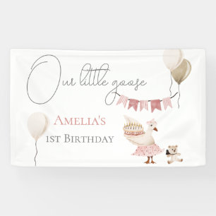 One Silly Vintage Birthday Goose Watercolor  Banner