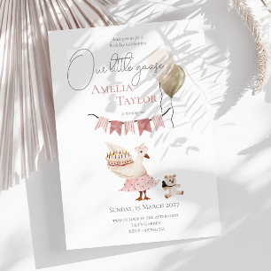 One Silly Vintage Birthday Goose Watercolor Invitation