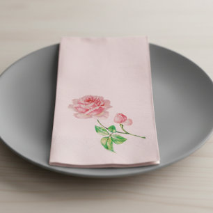 One single Vintage Pink Rose Napkin